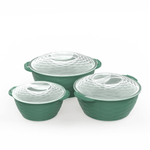 Casa si Gradina - Bucatarie si vesela - Vesela si tacamuri - Farfurii si boluri - Set boluri rotunde verzi cu capace transparente PP BPA Free 3 piese capacitate 2200ml 1200ml 650ml - Infinity.ro