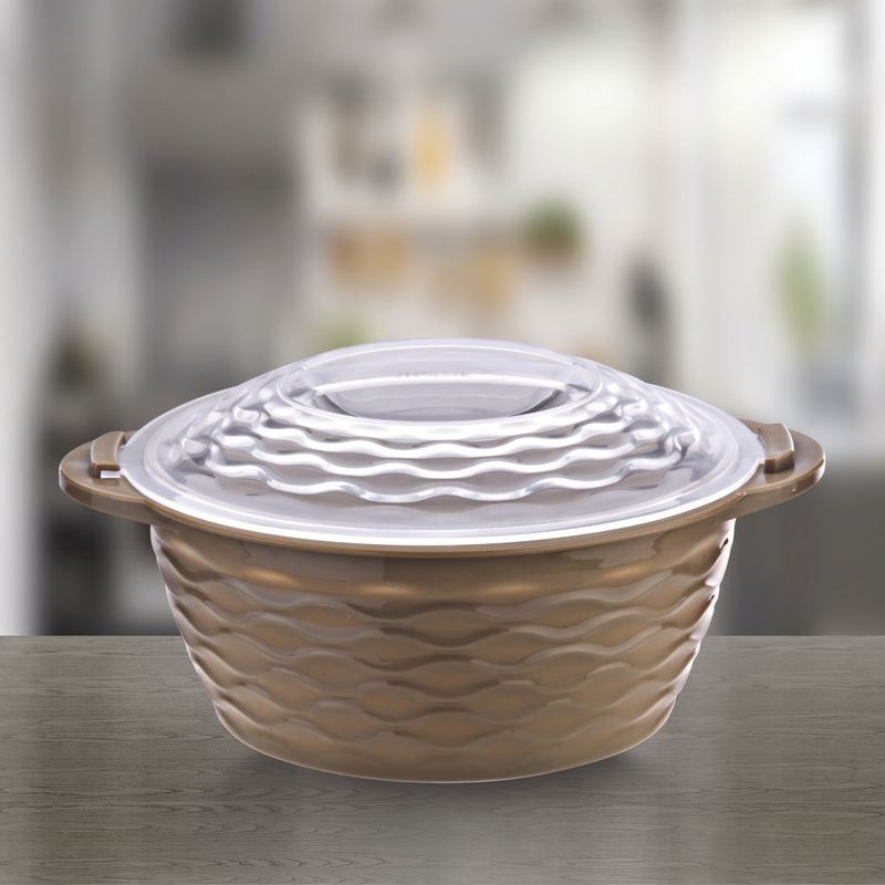 Casa si Gradina - Bucatarie si vesela - Vesela si tacamuri - Farfurii si boluri - Set boluri rotunde bej cu capace transparente PP BPA Free 3 piese capacitate 2200ml 1200ml 650ml - Infinity.ro