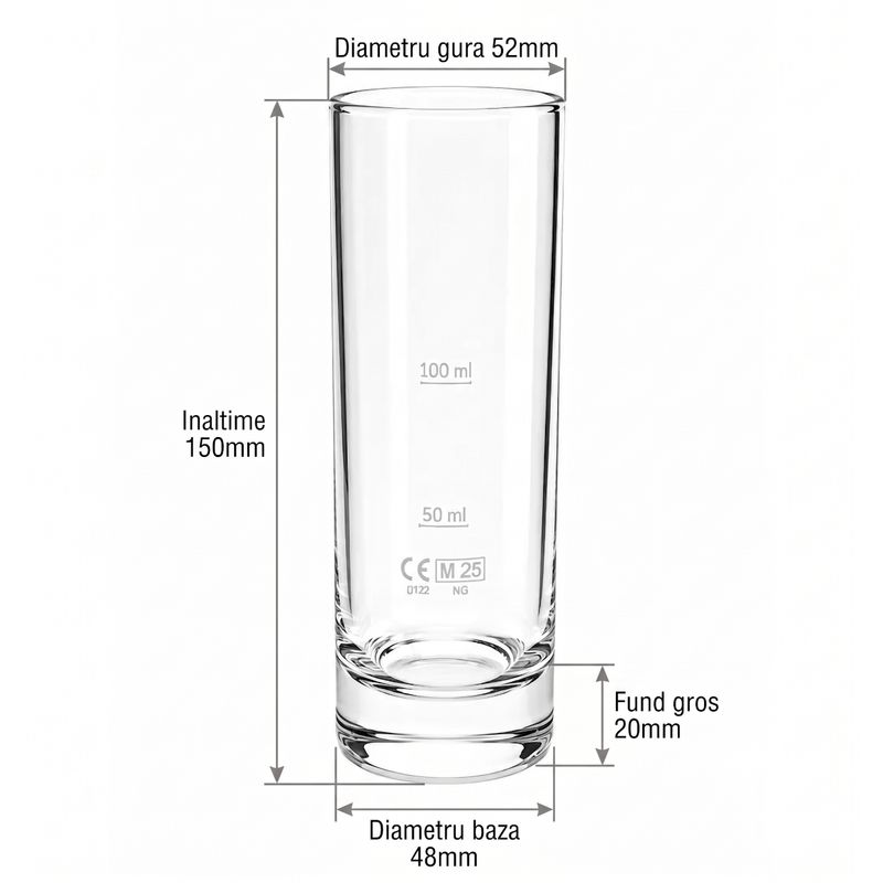 Casa si Gradina - Bucatarie si vesela - Ustensile bucatarie - Ustensile de masurat de bucatarie - Pahar gradat transparent din sticla 50 ml si 100 ml ideal pentru dozare lichide si shoturi - Infinity.ro