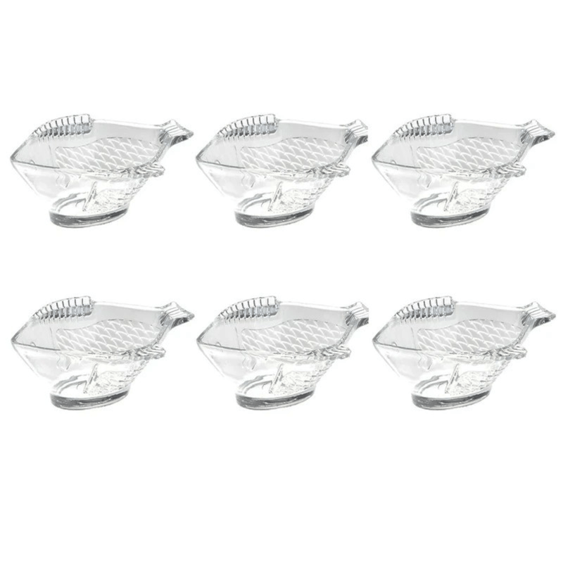 Casa si Gradina - Bucatarie si vesela - Vesela si tacamuri - Farfurii si boluri - Set 6 boluri din sticla transparenta in forma de peste 140 ml pentru deserturi si sosuri - Infinity.ro