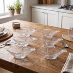 Casa si Gradina - Bucatarie si vesela - Vesela si tacamuri - Farfurii si boluri - Set 6 boluri din sticla transparenta in forma de peste 140 ml pentru deserturi si sosuri - Infinity.ro