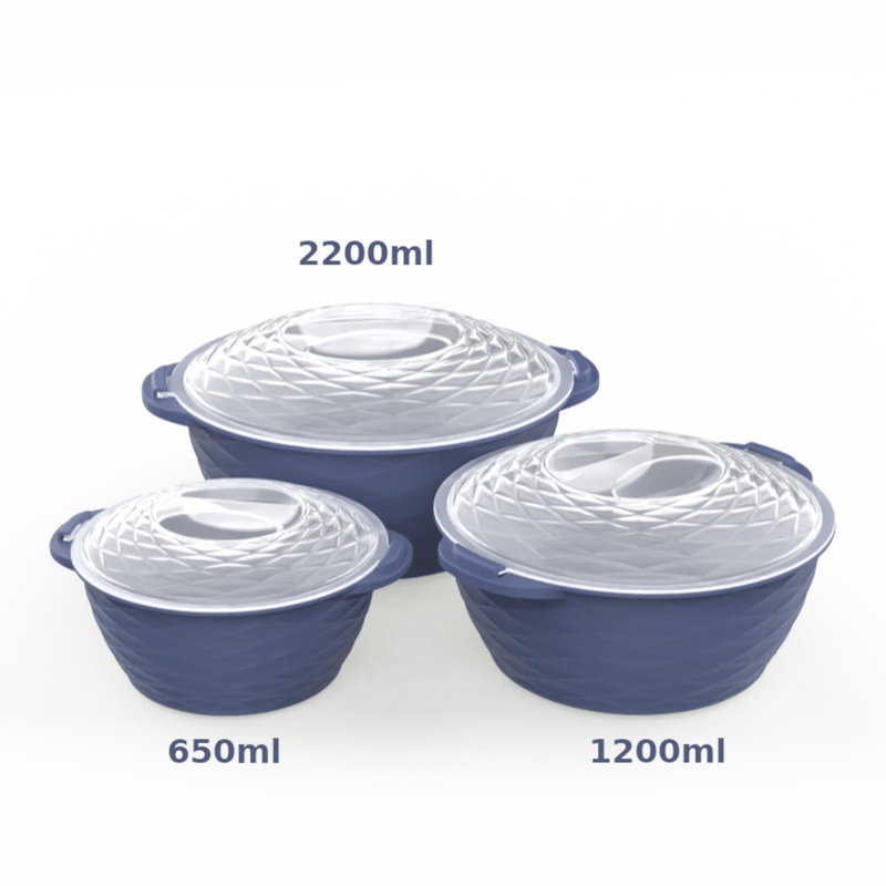 Casa si Gradina - Bucatarie si vesela - Vesela si tacamuri - Farfurii si boluri - Set boluri rotunde mov cu capace transparente PP BPA Free, 3 piese, capacitate mare 2200ml, 1200ml, 650ml, sigure pentru alimente - Infinity.ro