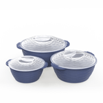 Casa si Gradina - Bucatarie si vesela - Vesela si tacamuri - Farfurii si boluri - Set boluri rotunde mov cu capace transparente PP BPA Free, 3 piese, capacitate mare 2200ml, 1200ml, 650ml, sigure pentru alimente - Infinity.ro