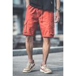 Fashion, accesorii si bijuterii - Barbati - Imbracaminte - Pantaloni barbati - Pantaloni Scurti tip Trei Sferturi pentru Barbati, Croiala Solida si Material Rezistent, Portocaliu, L, PriStyle® - Infinity.ro