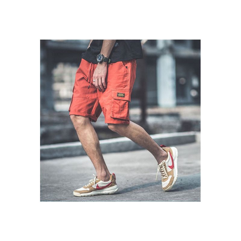Fashion, accesorii si bijuterii - Barbati - Imbracaminte - Pantaloni barbati - Pantaloni Scurti tip Trei Sferturi pentru Barbati, Croiala Solida si Material Rezistent, Portocaliu, L, PriStyle® - Infinity.ro