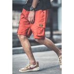 Fashion, accesorii si bijuterii - Barbati - Imbracaminte - Pantaloni barbati - Pantaloni Scurti tip Trei Sferturi pentru Barbati, Croiala Solida si Material Rezistent, Portocaliu, L, PriStyle® - Infinity.ro