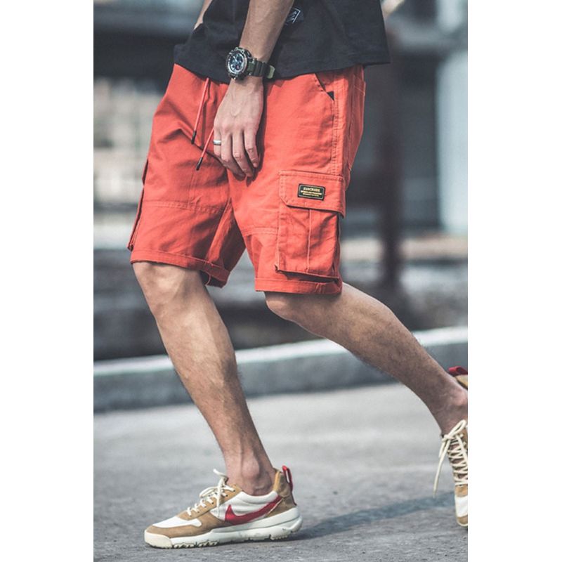 Fashion, accesorii si bijuterii - Barbati - Imbracaminte - Pantaloni barbati - Pantaloni Scurti tip Trei Sferturi pentru Barbati, Croiala Solida si Material Rezistent, Portocaliu, L, PriStyle® - Infinity.ro