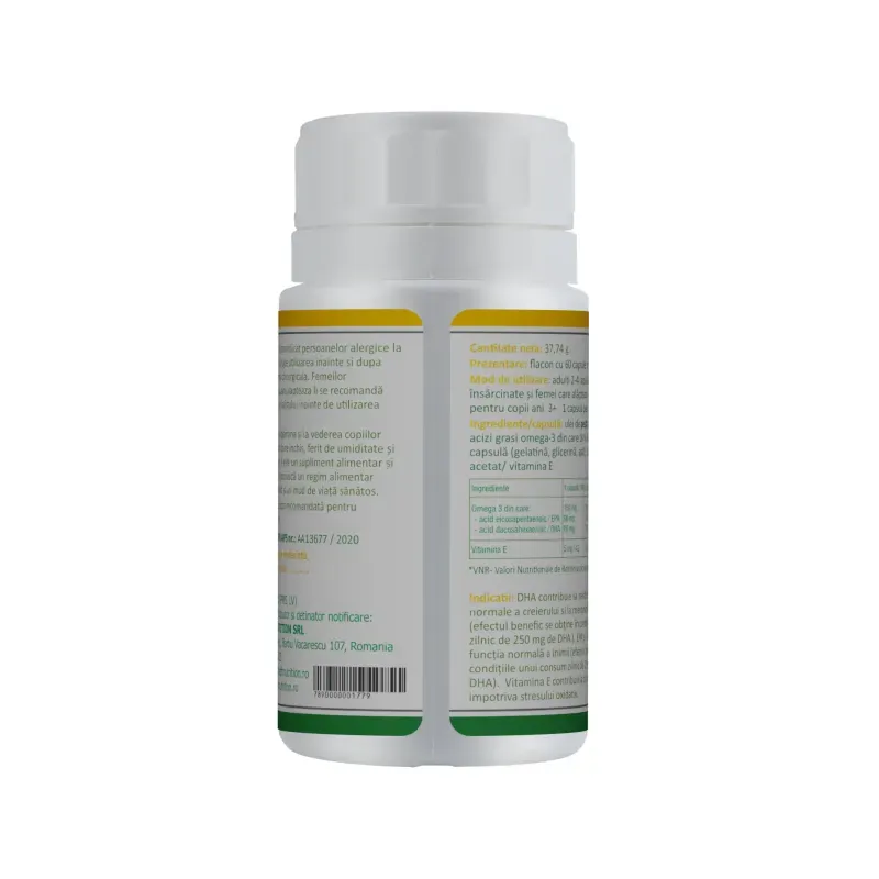 Ingrijire personala si Cosmetice - Sanatate si wellness - Suplimente alimentare - Alte suplimente alimentare - Omega 3 ulei de peste 500 mg + Vitamina E 5mg, 60 capsule moi - Infinity.ro