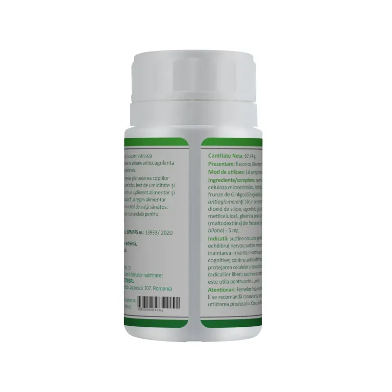 Ingrijire personala si Cosmetice - Sanatate si wellness - Suplimente alimentare - Alte suplimente alimentare - Ginkgo Biloba Extract 60 comprimate - Infinity.ro