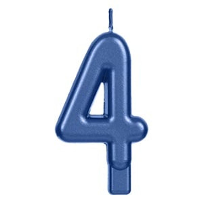 Casa si Gradina - Decoratiuni - Aromaterapie si lumanari - Lumanari si candele - Lumanare numar 4 pentru tort, bleu metalizat - Infinity.ro