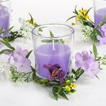 Casa si Gradina - Decoratiuni - Aromaterapie si lumanari - Suporturi lumanari - Set 3 Lumanari cu Coronite de Flori, Mov - Infinity.ro