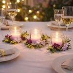 Casa si Gradina - Decoratiuni - Aromaterapie si lumanari - Suporturi lumanari - Set 3 Lumanari cu Coronite de Flori, Mov - Infinity.ro