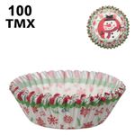 Casa si Gradina - Bucatarie si vesela - Ustensile bucatarie - Forme prajituri - Forme de hartie pentru cupcakes, Set 100 buc, 10.5 cm, Multicolor, Design Craciun cu Om de Zapada - Infinity.ro