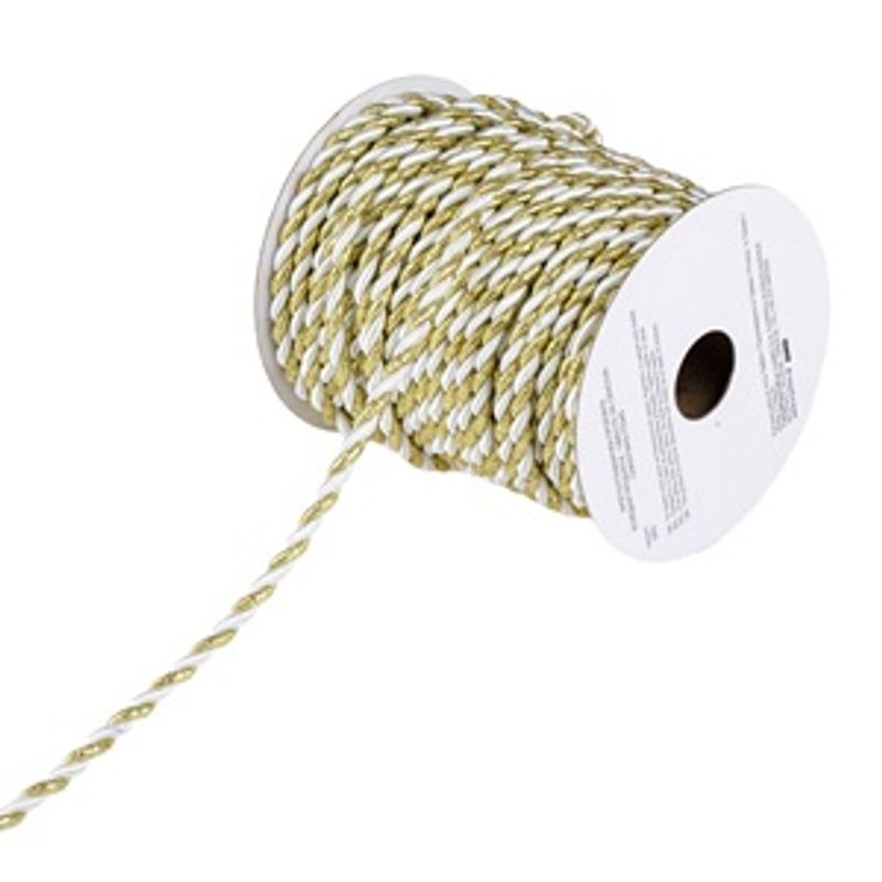 Market - Cadouri - Pungi cadou si accesorii - Panglica Siret Decorativa pentru Brad de Craciun, 20m x 4mm, Alba Aurie - Infinity.ro