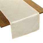 Casa si Gradina - Textile si covoare - Textile bucatarie - Fete de masa - Runner Decorativ de Craciun, Ecru cu Model Frunze din Fir Auriu, 160x33cm - Infinity.ro