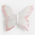 Casa si Gradina - Textile si covoare - Perdele si draperii - Accesorii perdele si draperii - Decoratiune perdea fluture alb cu detalii holografice, 15 cm - Infinity.ro