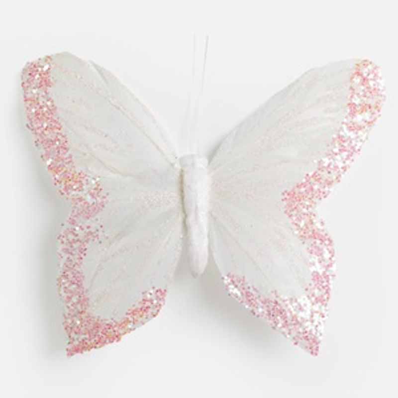 Casa si Gradina - Textile si covoare - Perdele si draperii - Accesorii perdele si draperii - Decoratiune perdea fluture alb cu detalii holografice, 15 cm - Infinity.ro