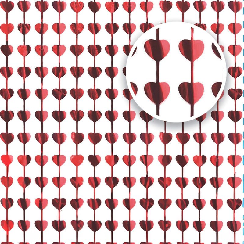 Casa si Gradina - Textile si covoare - Perdele si draperii - Perdele - Perdea decorativa cu inimioare din folie, Bordo, 100x200cm - Infinity.ro