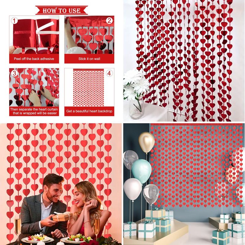 Casa si Gradina - Textile si covoare - Perdele si draperii - Perdele - Perdea decorativa cu inimioare din folie, Bordo, 100x200cm - Infinity.ro