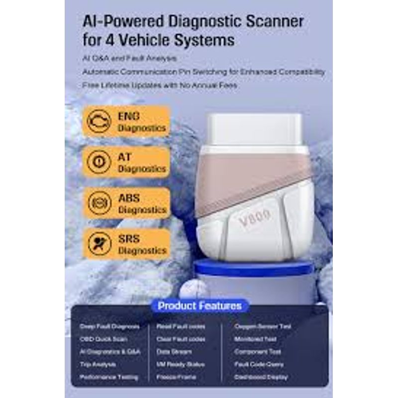 Auto si Moto - Reparatii si depanare - Sisteme de diagnoza - Scaner tester diagnoza V800 AI Bluetooth OBD2 aplicatie gratuita cu AI - Infinity.ro
