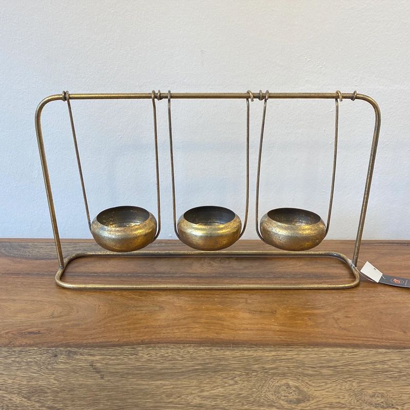 Casa si Gradina - Decoratiuni - Aromaterapie si lumanari - Suporturi lumanari - Suport metalic pentru 3 lumanari, bronz, 38cm - Infinity.ro