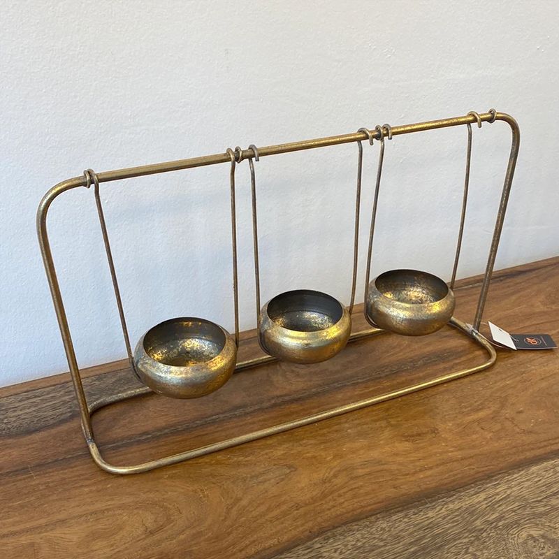 Casa si Gradina - Decoratiuni - Aromaterapie si lumanari - Suporturi lumanari - Suport metalic pentru 3 lumanari, bronz, 38cm - Infinity.ro