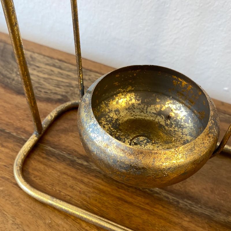 Casa si Gradina - Decoratiuni - Aromaterapie si lumanari - Suporturi lumanari - Suport metalic pentru 3 lumanari, bronz, 38cm - Infinity.ro