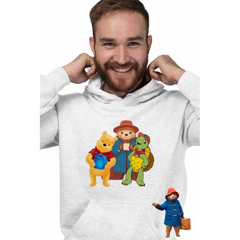 Fashion, accesorii si bijuterii - Barbati - Imbracaminte - Hanorace barbati - Hanorac Barbati Paddington Winnie the Pooh Franklin Testoasa, alb, marime L - Infinity.ro