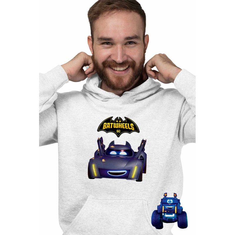 Fashion, accesorii si bijuterii - Barbati - Imbracaminte - Hanorace barbati - Hanorac Barbati Batwheels Batmobil Bam Batman Batroti Masini, alb, marime XL - Infinity.ro