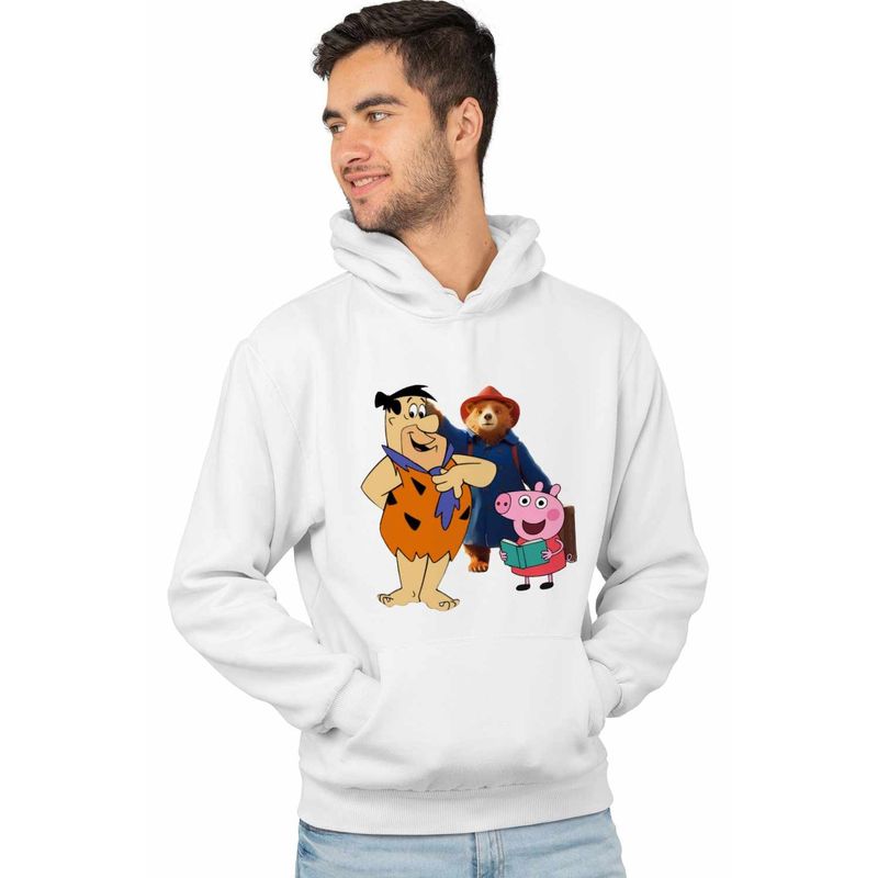 Fashion, accesorii si bijuterii - Barbati - Imbracaminte - Hanorace barbati - Hanorac Barbati Paddington Flintstone Peppa Pig Purcelus, alb, marime XL - Infinity.ro