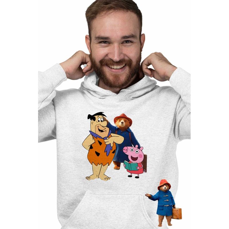 Fashion, accesorii si bijuterii - Barbati - Imbracaminte - Hanorace barbati - Hanorac Barbati Paddington Flintstone Peppa Pig Purcelus, alb, marime XL - Infinity.ro