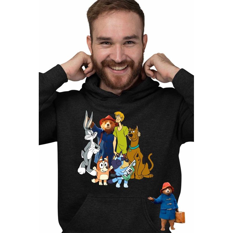 Fashion, accesorii si bijuterii - Barbati - Imbracaminte - Hanorace barbati - Hanorac Barbati Paddington Scooby Doo Bugs Bunny Bingo Bluey Blue, negru, marime 3XL - Infinity.ro