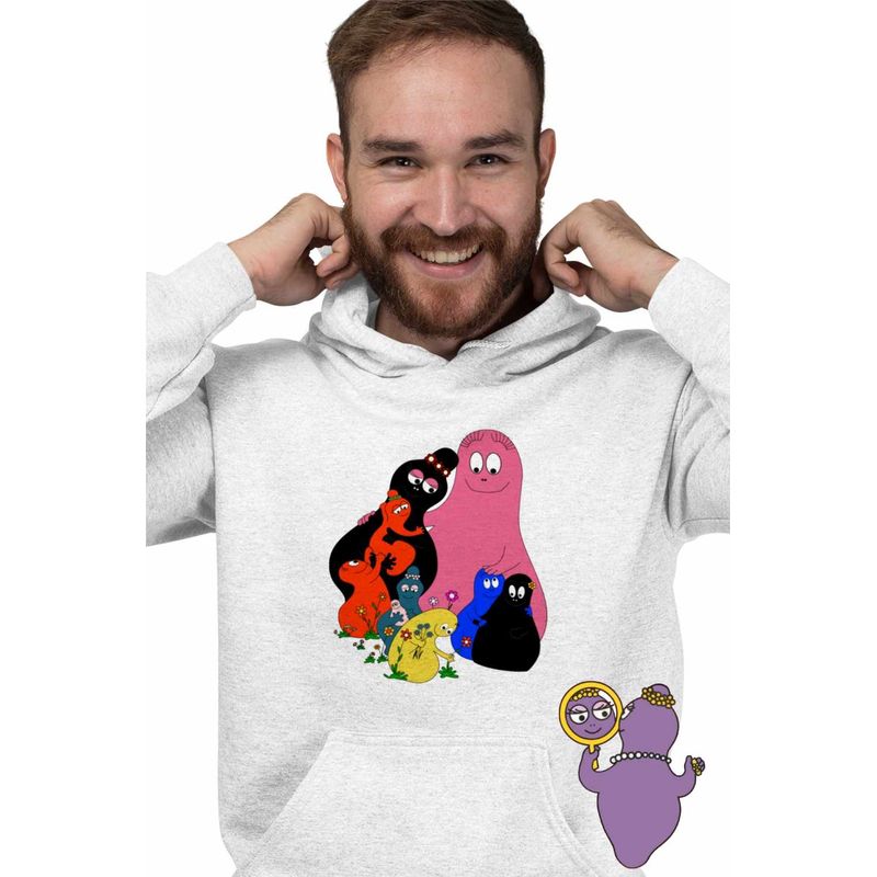 Fashion, accesorii si bijuterii - Barbati - Imbracaminte - Hanorace barbati - Hanorac Barbati Barbapapa Familie Aventuri, alb, marime L - Infinity.ro