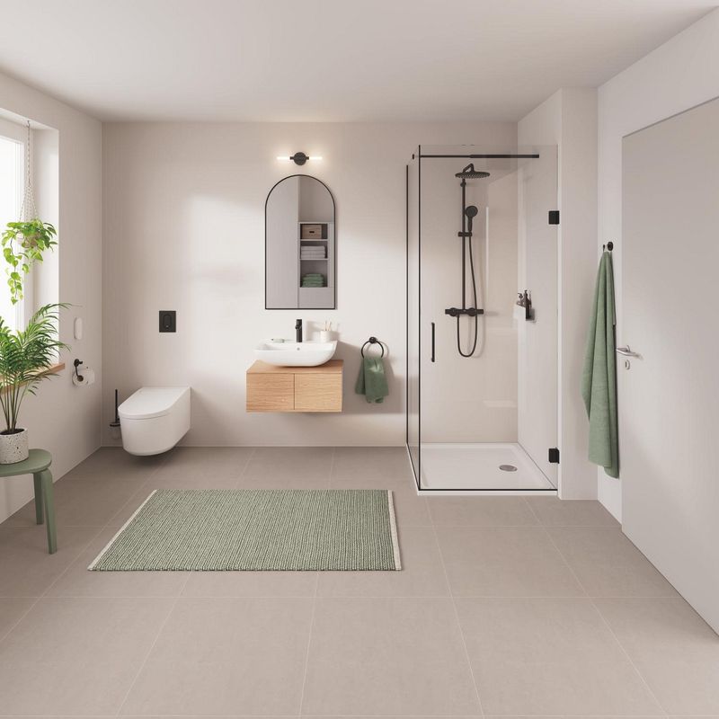Casa si Gradina - Sanitare - Obiecte sanitare - Accesorii vase de toaleta - Clapeta WC Grohe 37624KF0, Arena Cosmo S, dubla, verticala, 130 x 172 mm, plastic, mat, negru - Infinity.ro