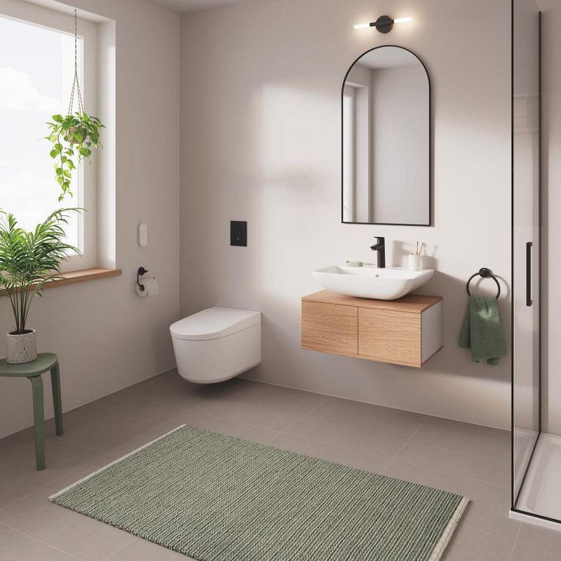 Casa si Gradina - Sanitare - Obiecte sanitare - Accesorii vase de toaleta - Clapeta WC Grohe 37624KF0, Arena Cosmo S, dubla, verticala, 130 x 172 mm, plastic, mat, negru - Infinity.ro