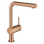 Casa si Gradina - Sanitare - Chiuveta bucatarie si accesorii - Baterii bucatarie - Baterie de bucatarie Grohe 30274DA0, Minta, 3/8'', Tip L, inalta, dus extractabil, 2 functii, lucios, cupru - Infinity.ro