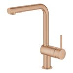Casa si Gradina - Sanitare - Chiuveta bucatarie si accesorii - Baterii bucatarie - Baterie de bucatarie Grohe 30274DA0, Minta, 3/8'', Tip L, inalta, dus extractabil, 2 functii, lucios, cupru - Infinity.ro