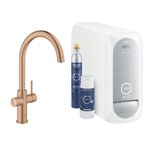 Casa si Gradina - Sanitare - Chiuveta bucatarie si accesorii - Baterii bucatarie - Baterie de bucatarie Grohe 31455DL1, Blue Home, 3/8'', tip C, inalta, filtare, racire, apa carbogazoasa, mat, cupru - Infinity.ro