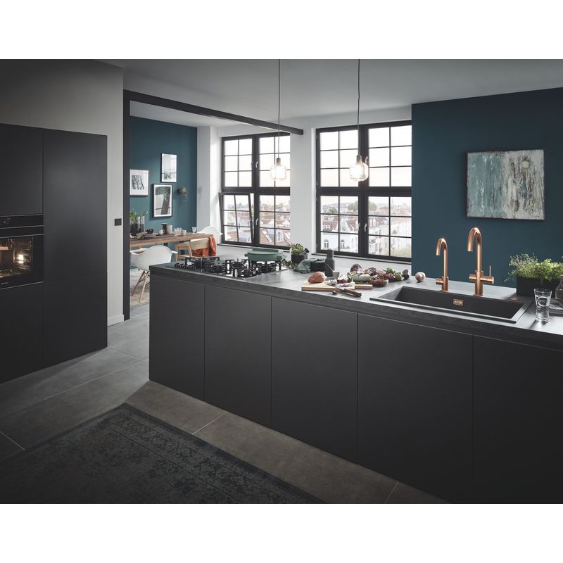 Casa si Gradina - Sanitare - Chiuveta bucatarie si accesorii - Baterii bucatarie - Baterie de bucatarie Grohe 31455DL1, Blue Home, 3/8'', tip C, inalta, filtare, racire, apa carbogazoasa, mat, cupru - Infinity.ro