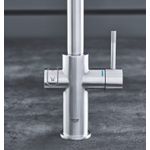 Casa si Gradina - Sanitare - Chiuveta bucatarie si accesorii - Baterii bucatarie - Baterie de bucatarie Grohe 31455DC1, Blue Home, inalta, tip C, filtare, racire, apa carbogazoasa, mat, otel satinat - Infinity.ro