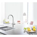 Casa si Gradina - Sanitare - Chiuveta bucatarie si accesorii - Baterii bucatarie - Baterie de bucatarie Grohe 31455DC1, Blue Home, inalta, tip C, filtare, racire, apa carbogazoasa, mat, otel satinat - Infinity.ro