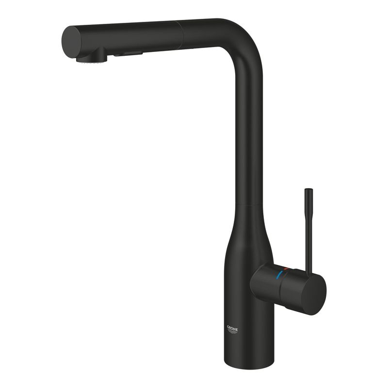 Casa si Gradina - Sanitare - Chiuveta bucatarie si accesorii - Baterii bucatarie - Baterie bucatarie Grohe 302702430, 0.6 bar, 348 mm, 204 mm, 1 orificii instalare, 2 sprayuri, 360 unghi pivotare, Negru - Infinity.ro