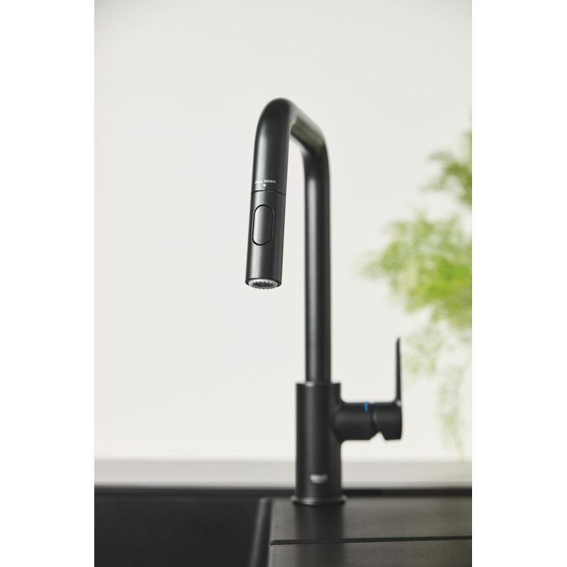 Casa si Gradina - Sanitare - Chiuveta bucatarie si accesorii - Baterii bucatarie - Baterie bucatarie Grohe 306312430, 1 bar, 362 mm, 221 mm, 1 orificii instalare, 2 sprayuri, 120 unghi pivotare, Negru - Infinity.ro