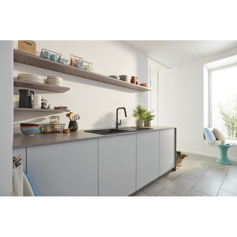Casa si Gradina - Sanitare - Chiuveta bucatarie si accesorii - Baterii bucatarie - Baterie bucatarie Grohe 306312430, 1 bar, 362 mm, 221 mm, 1 orificii instalare, 2 sprayuri, 120 unghi pivotare, Negru - Infinity.ro