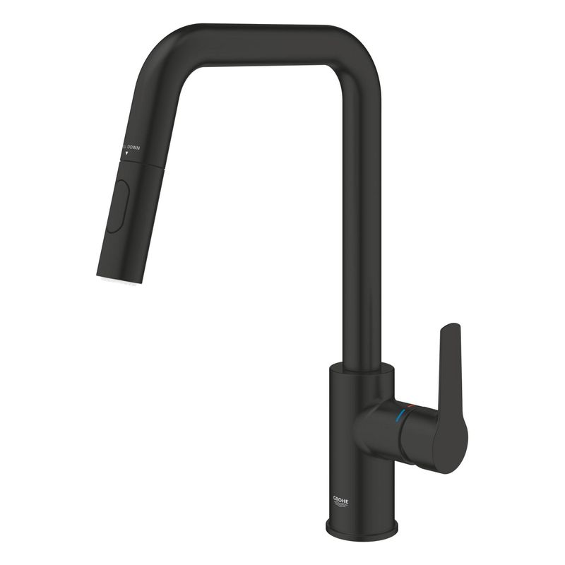 Casa si Gradina - Sanitare - Chiuveta bucatarie si accesorii - Baterii bucatarie - Baterie bucatarie Grohe 306312430, 1 bar, 362 mm, 221 mm, 1 orificii instalare, 2 sprayuri, 120 unghi pivotare, Negru - Infinity.ro
