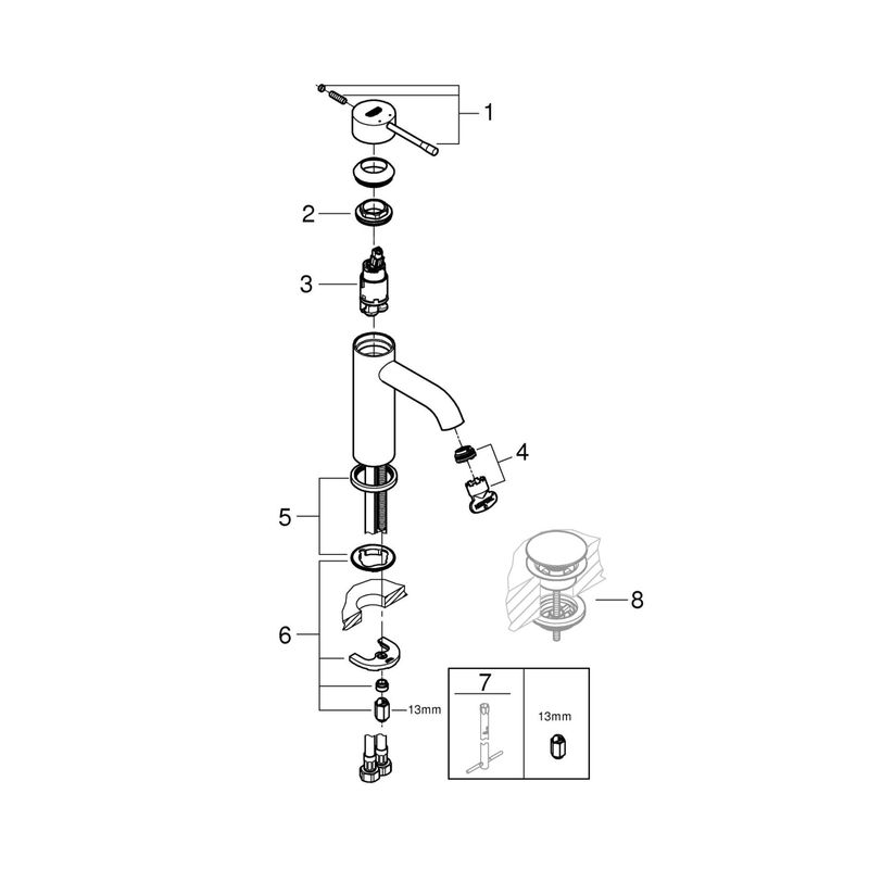 Casa si Gradina - Sanitare - Lavoar baie si accesorii - Baterii sanitare - Baterie lavoar Grohe 24172AL1, Essence, S, 174 mm, mat, grafit - Infinity.ro