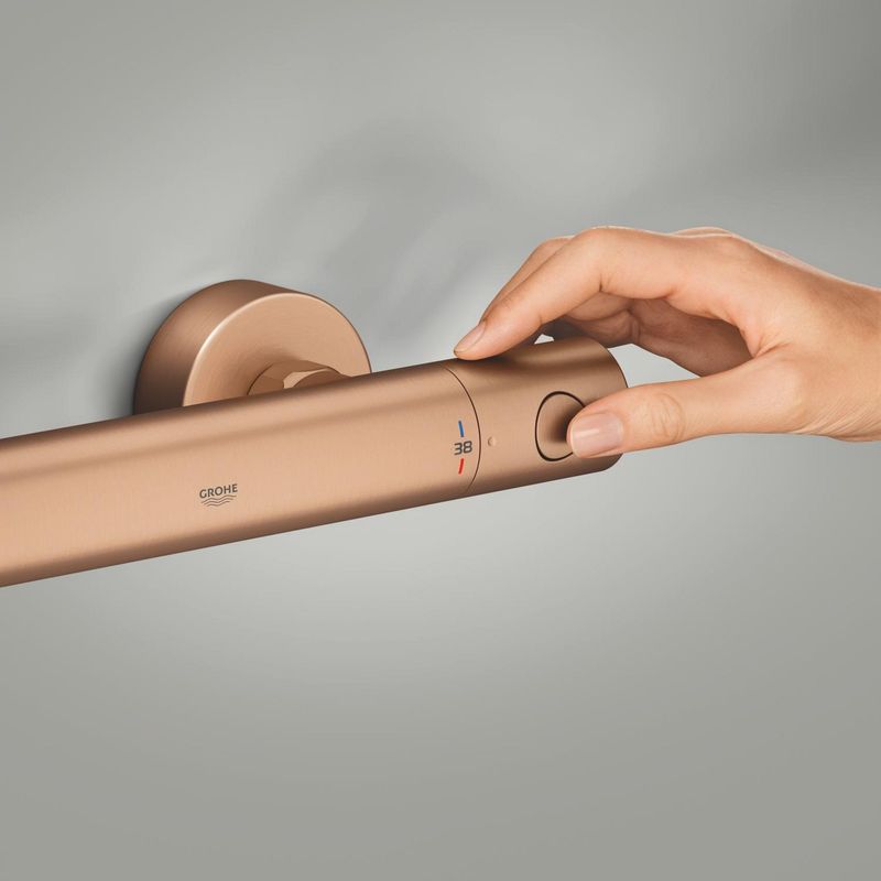 Casa si Gradina - Sanitare - Lavoar baie si accesorii - Baterii sanitare - Baterie dus Grohe 34765DL0, Grohtherm 800, aparenta, termostat, mat, cupru - Infinity.ro