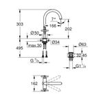 Casa si Gradina - Sanitare - Lavoar baie si accesorii - Baterii sanitare - Baterie lavoar Grohe 21019GL3, Atrio, 3/8'', L, 303 mm, ventil, lucios, auriu - Infinity.ro