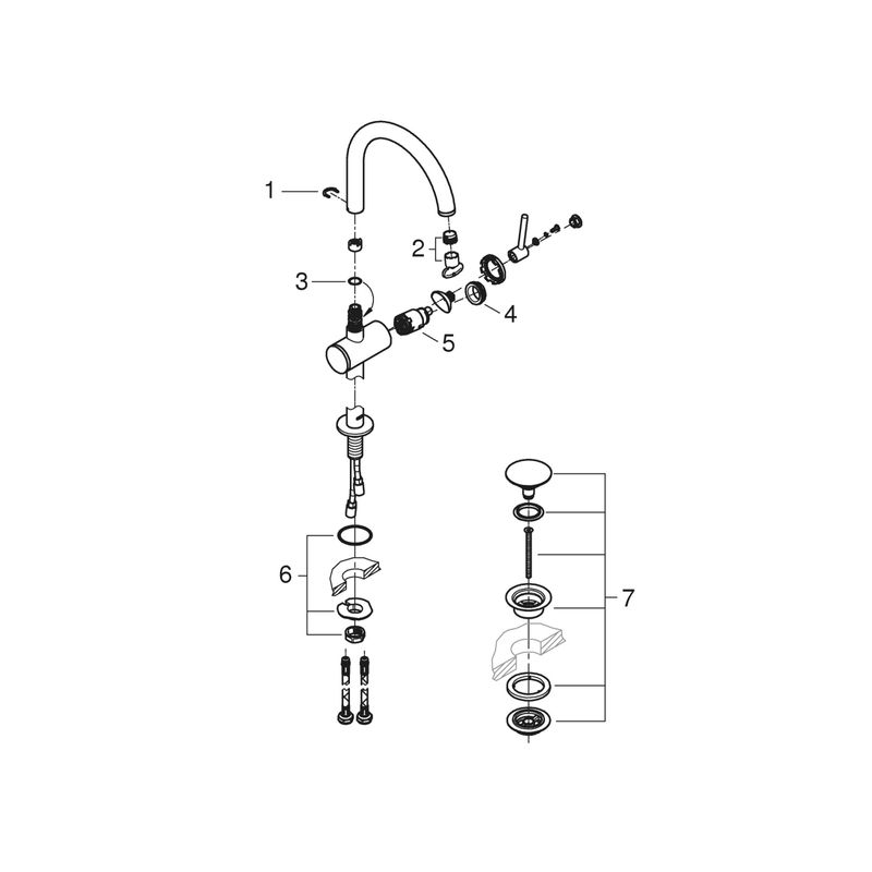 Casa si Gradina - Sanitare - Lavoar baie si accesorii - Baterii sanitare - Baterie lavoar Grohe 32647AL3, Atrio, 3/8'', marimea XL, pivotanta, ventil push to open, mat, grafit - Infinity.ro