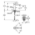 Casa si Gradina - Sanitare - Lavoar baie si accesorii - Baterii sanitare - Baterie lavoar Grohe 23106DL1, 28 mm, 5 l/min, 0.6 bar, 35 mm, 180 mm, 128 mm, 360 mm, 1 orificii instalare, Cupru - Infinity.ro